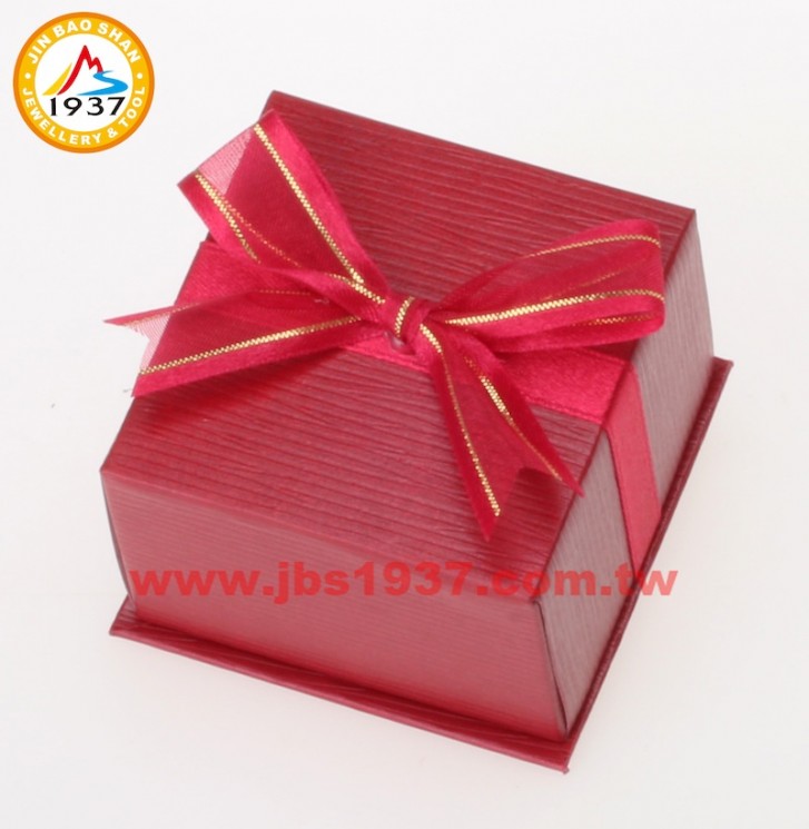 飾品紙盒系列-浪漫蝴蝶結系列-水波紋紅- 蝴蝶結戒指盒
