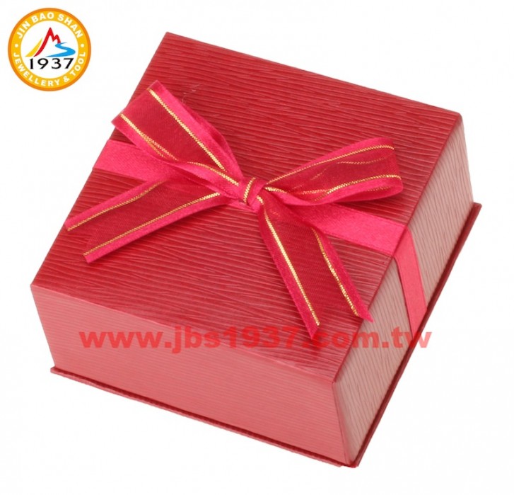 飾品紙盒系列-浪漫蝴蝶結系列-水波紋紅- 蝴蝶結項鏈盒