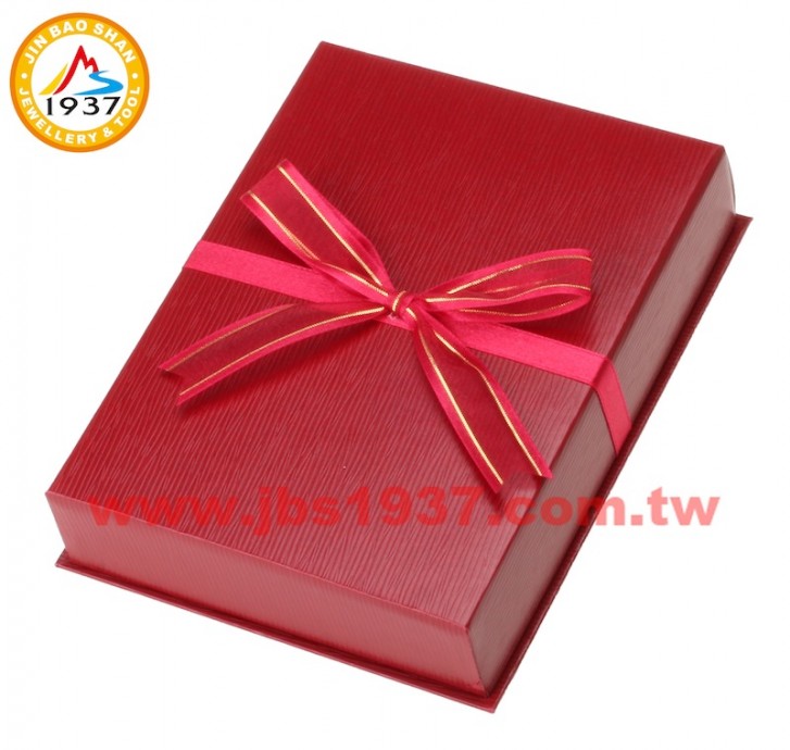飾品紙盒系列-浪漫蝴蝶結系列-水波紋紅- 蝴蝶結小套鍊盒