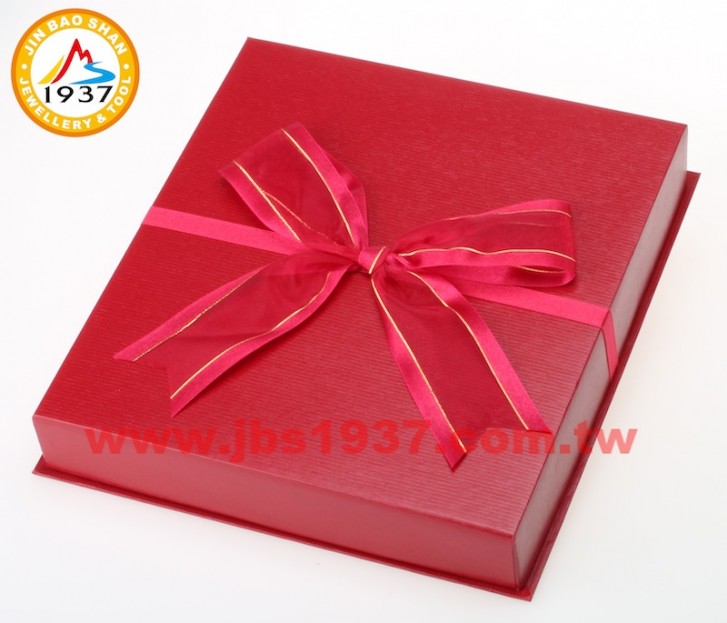飾品紙盒系列-浪漫蝴蝶結系列-水波紋紅- 蝴蝶結大套鍊盒