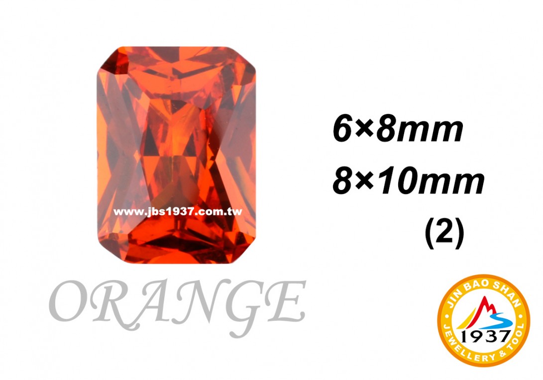 金屬零件原料-CZ人工鋯石 - 長方形-長方形CZ - 橘色