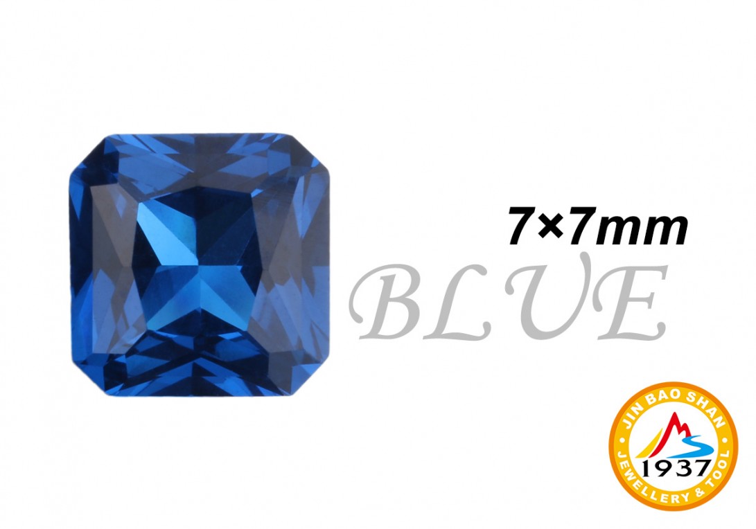 金屬零件原料-CZ人工鋯石 - 正方形-正方形CZ - 圓角藍色 (售完為止)